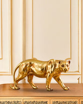 Alamkari India Polyresin Decorative Golden Polyresin Leopard Figurine (Large)